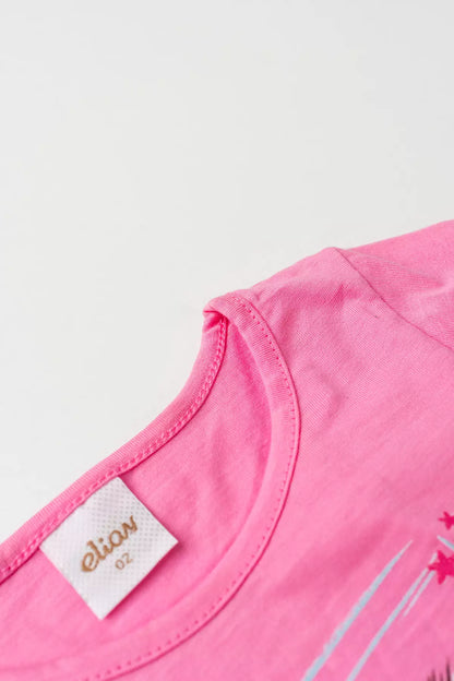Conjunto de Verão para Menina Gatinha Charmosa Rosa