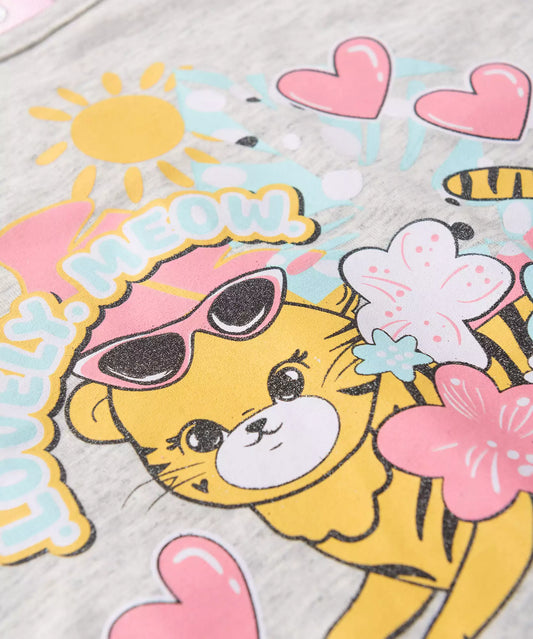 Conjunto de Verão para Menina Gatinha Fashion Mescla