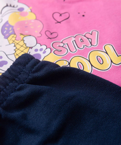 Conjunto de Verão para Menina Gatinha Geladinha Pink