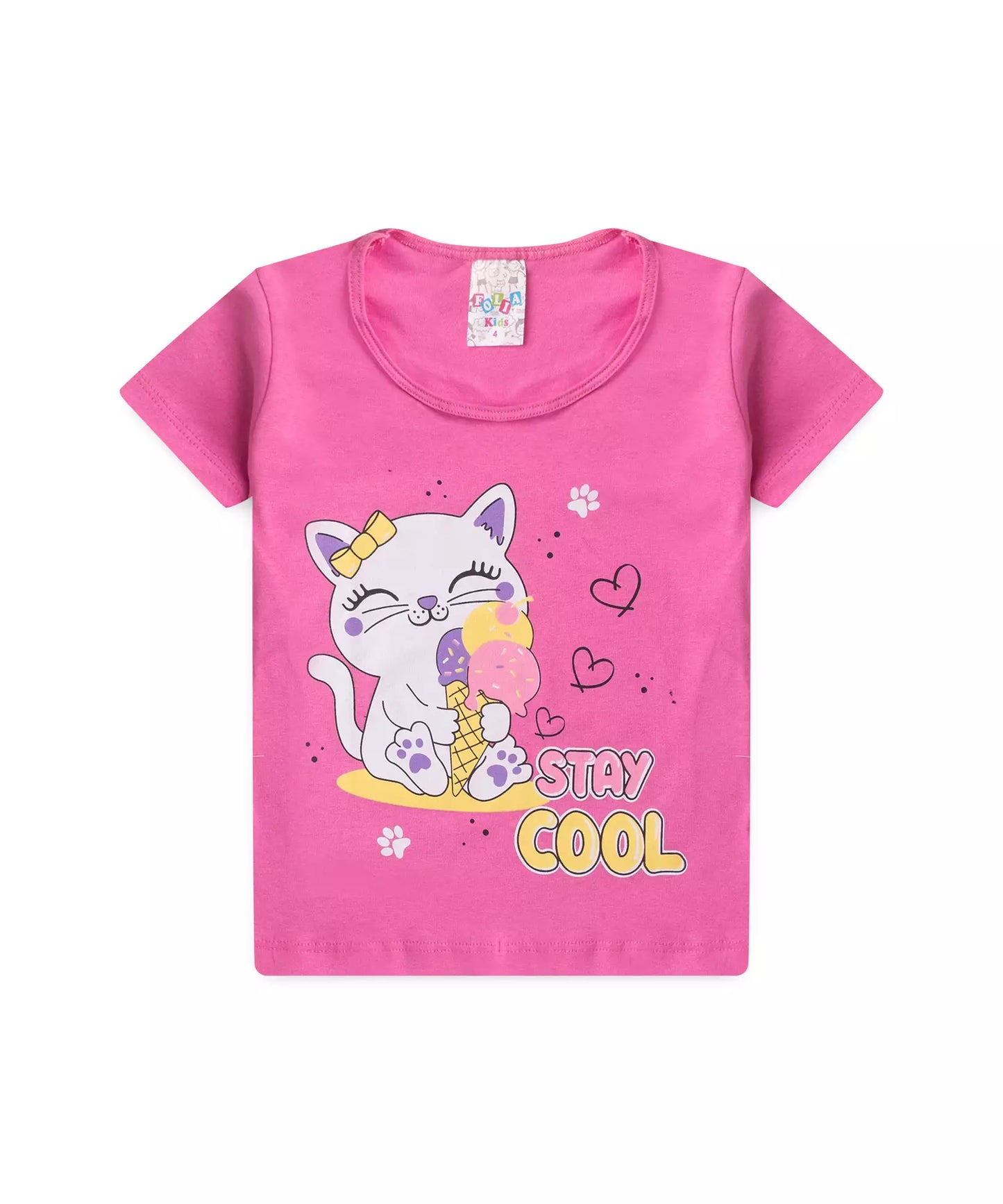 Conjunto de Verão para Menina Gatinha Geladinha Pink