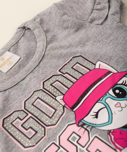 Conjunto de Verão para Menina Gatinha Mescla