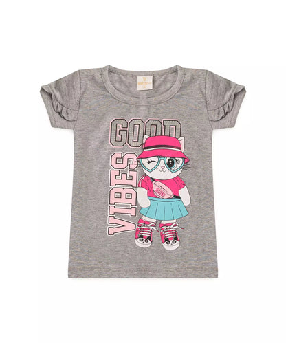 Conjunto de Verão para Menina Gatinha Mescla