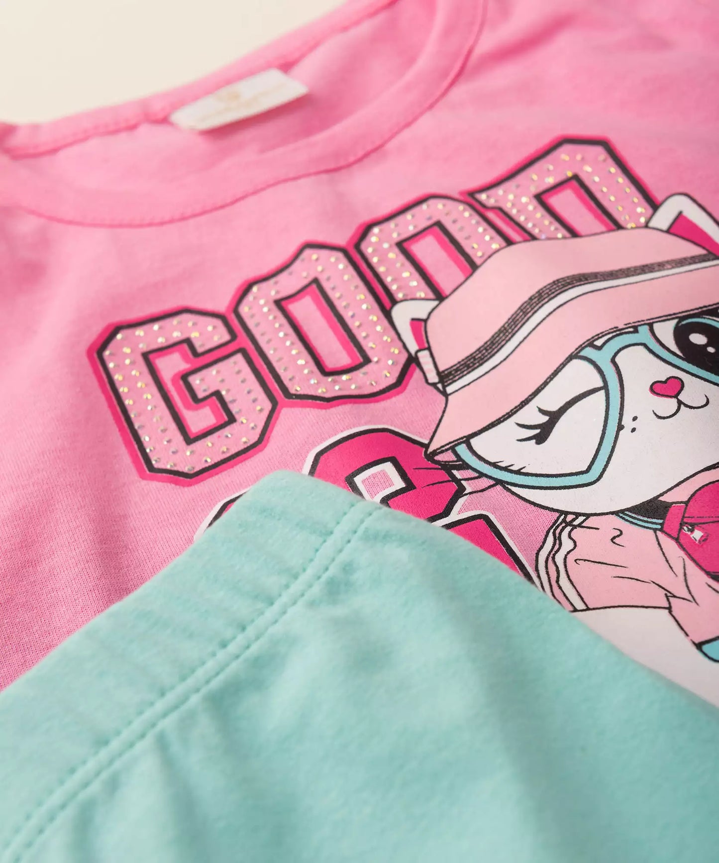 Conjunto de Verão para Menina Gatinha Rosa