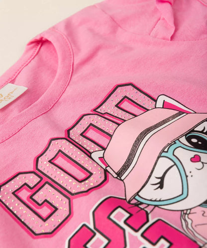 Conjunto de Verão para Menina Gatinha Rosa