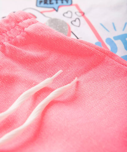 Conjunto de Verão para Menina no Gatinho em Branco