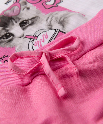 Conjunto de Verão para Menina Gatinho Branco