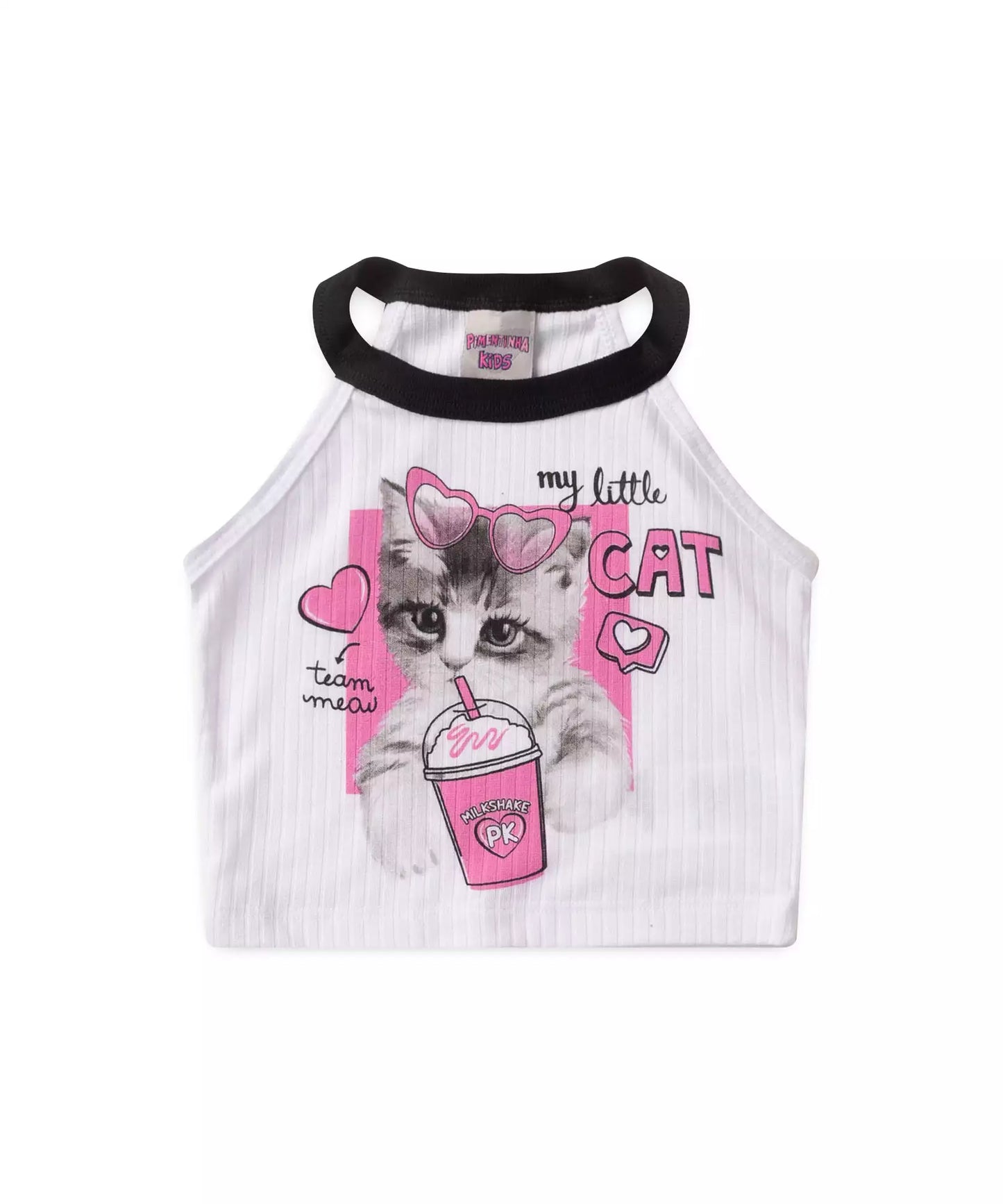Conjunto de Verão para Menina Gatinho Branco