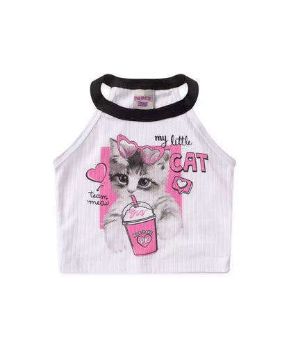 Conjunto de Verão para Menina Gatinho Branco