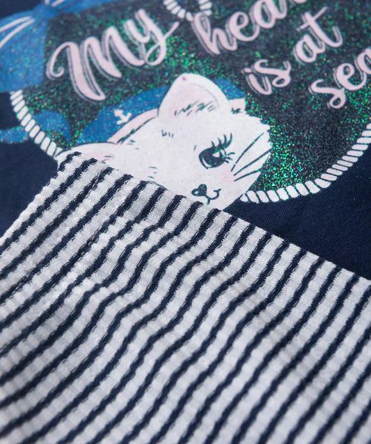 Conjunto de Verão para Menina Gatinho My Heart Marinho