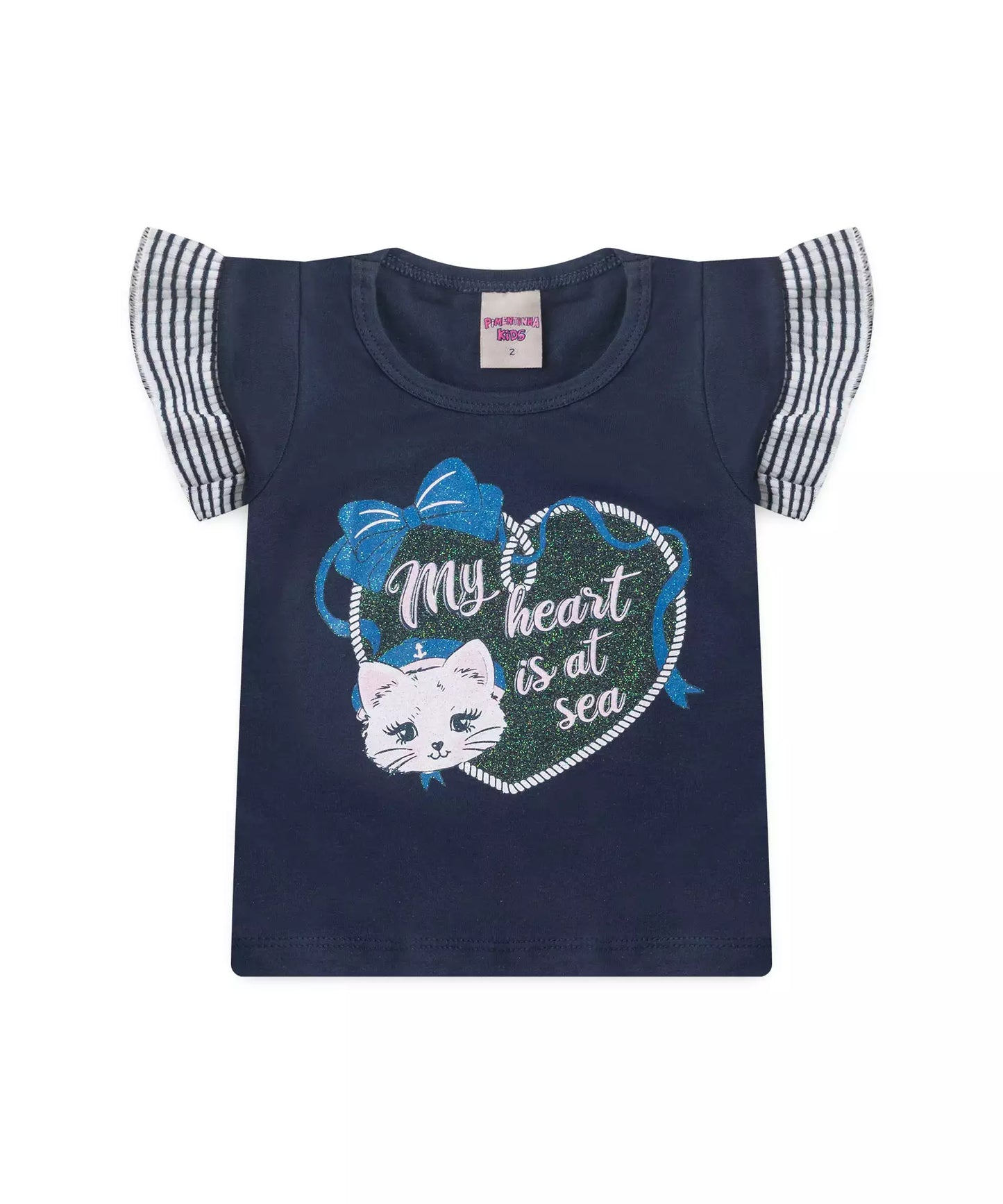 Conjunto de Verão para Menina Gatinho My Heart Marinho
