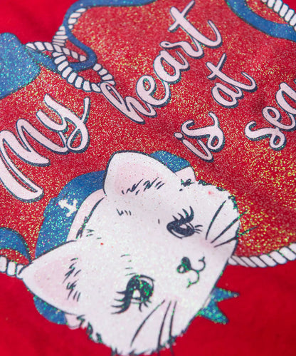 Conjunto de Verão para Menina Gatinho My Heart Vermelho