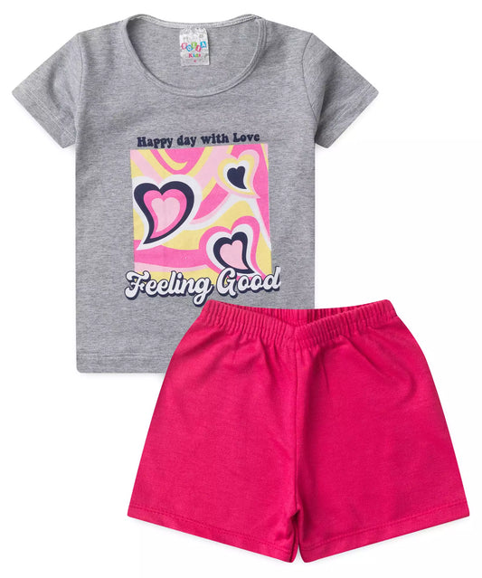 Conjunto de Verão para Menina Happy Day Mescla