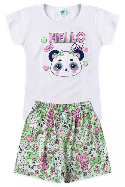 Conjunto de Verão para Menina Hello Girl Branco