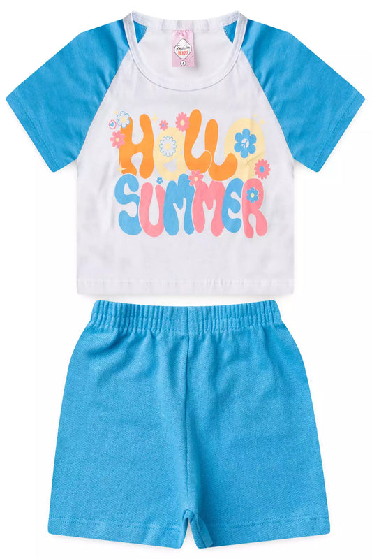 Conjunto de Verão para Menina Hello Summer Branco