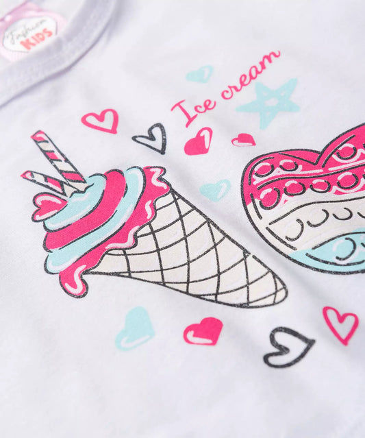 Conjunto de Verão para Menina Ice Cream Branco