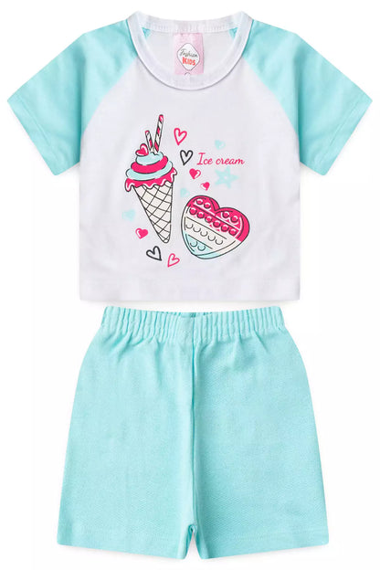Conjunto de Verão para Menina Ice Cream Branco