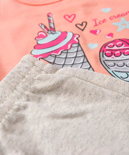 Conjunto de Verão para Menina Ice Cream Rosa