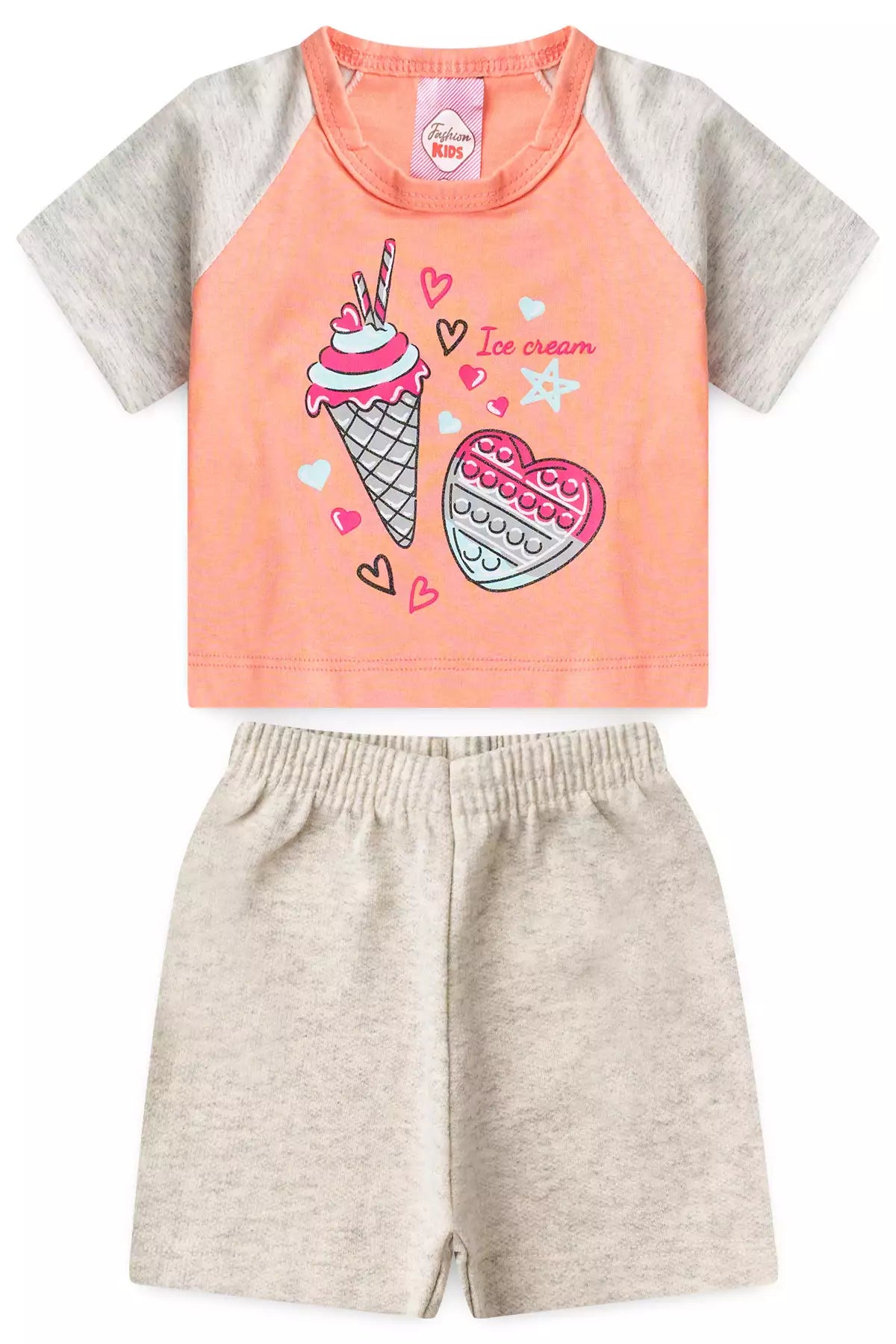 Conjunto de Verão para Menina Ice Cream Rosa