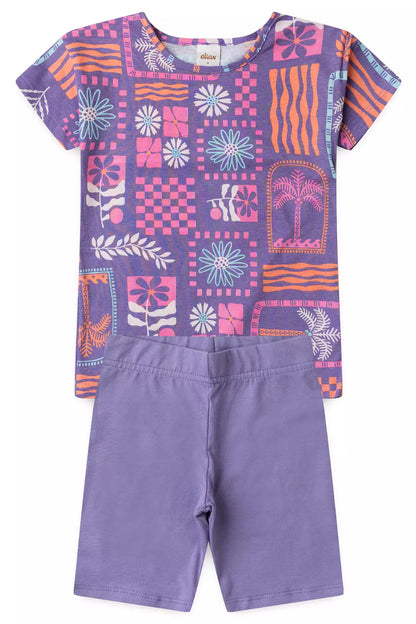 Conjunto de Verão para Menina Jardim Mágico Lilás