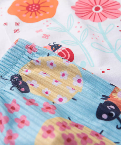 Conjunto de Verão para Menina Joaninha no Jardim Branco
