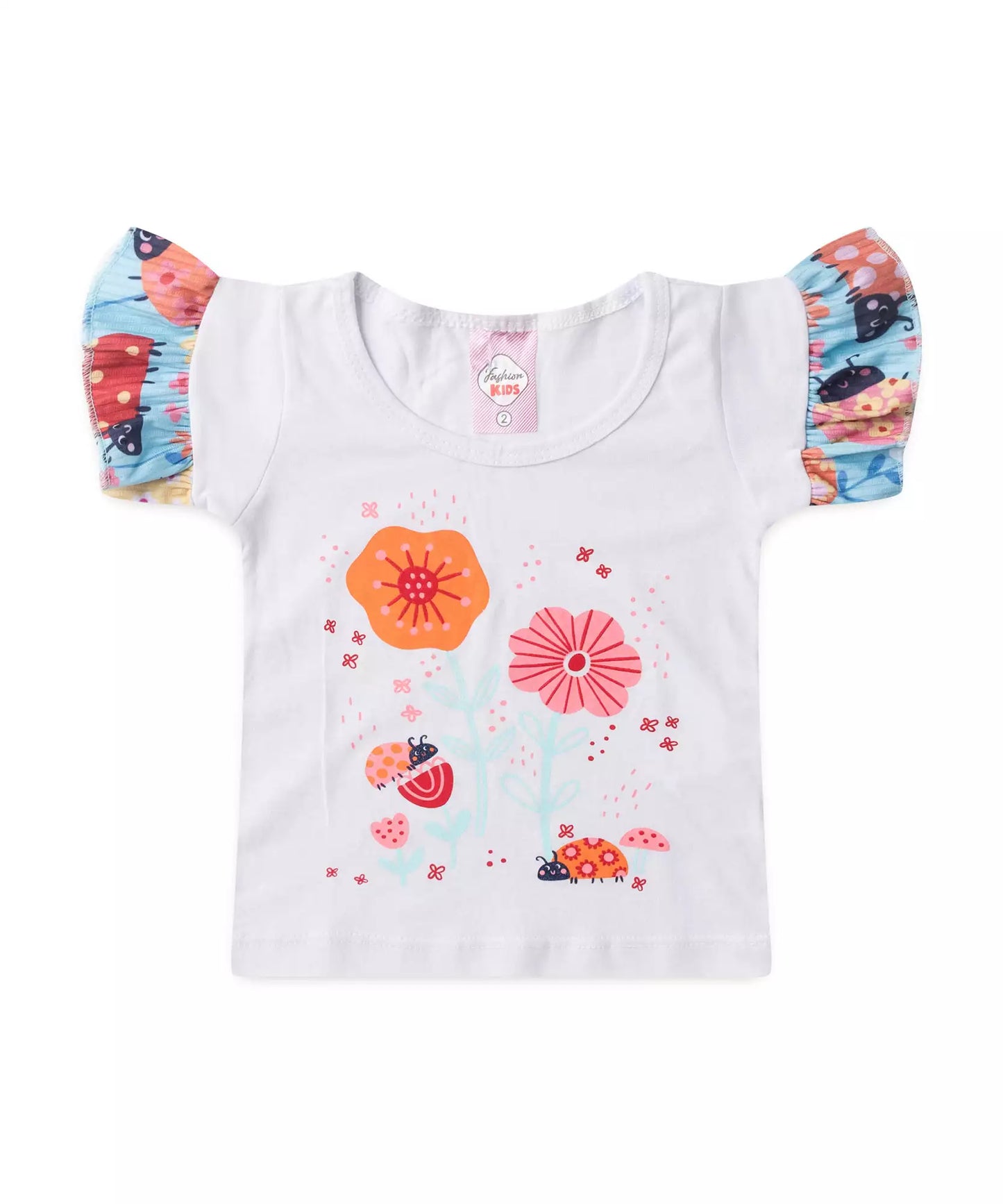 Conjunto de Verão para Menina Joaninha no Jardim Branco