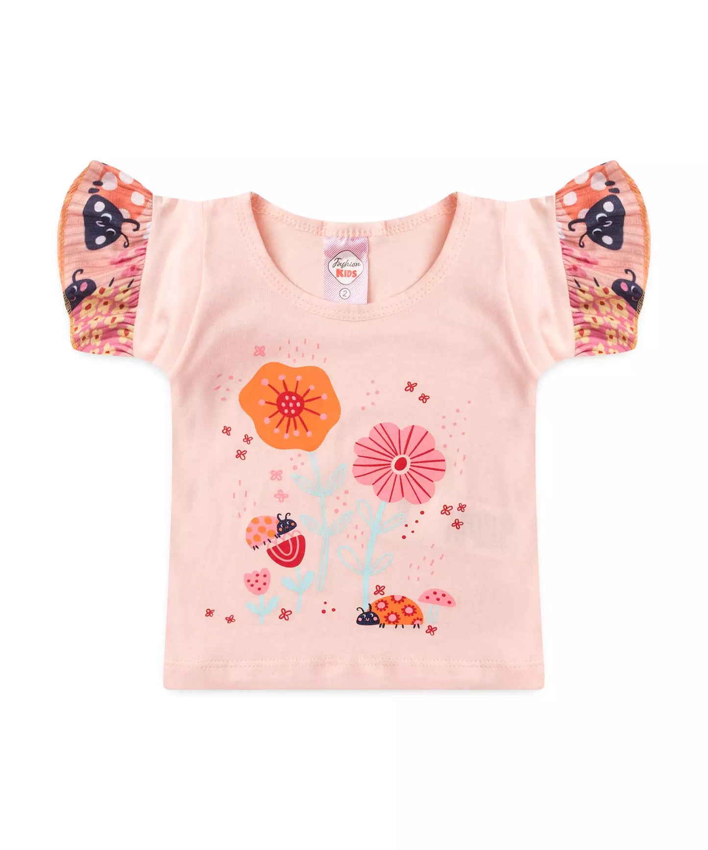 Conjunto de Verão para Menina Joaninha no Jardim Salmão