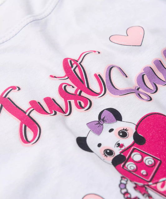 Conjunto de Verão para Menina Just Say Selfie Branco