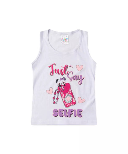 Conjunto de Verão para Menina Just Say Selfie Branco