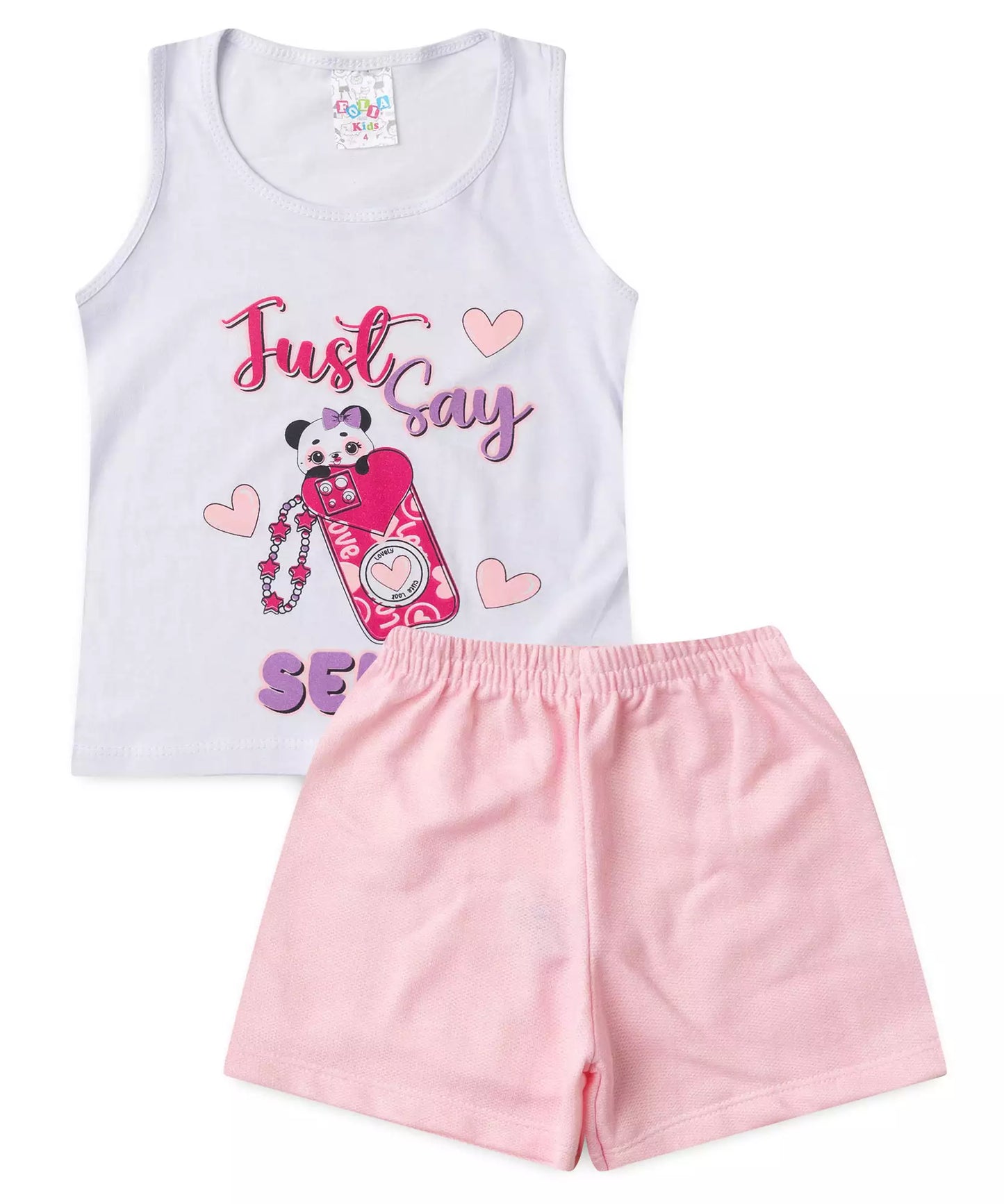 Conjunto de Verão para Menina Just Say Selfie Branco
