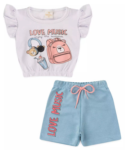 Conjunto de Verão para Menina Love Branco