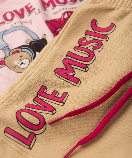 Conjunto de Verão para Menina Love no Rosa