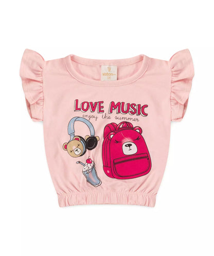 Conjunto de Verão para Menina Love no Rosa