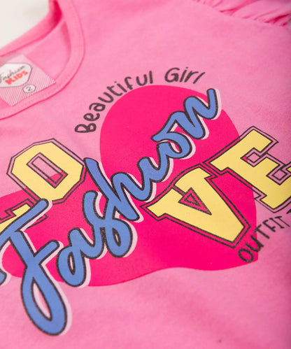 Conjunto de Verão para Menina Love Rosa