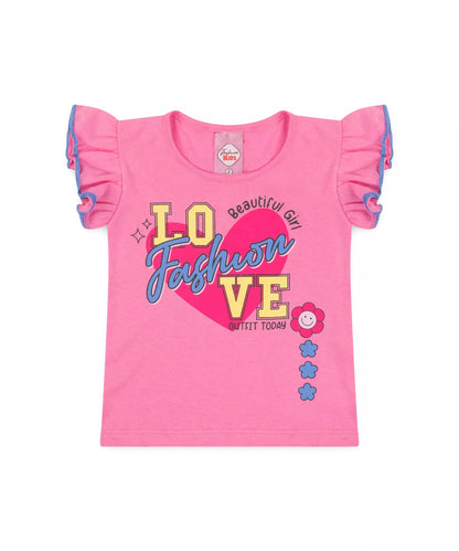 Conjunto de Verão para Menina Love Rosa
