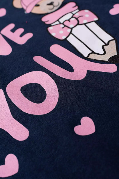 Conjunto de Verão para Menina Love You Marinho