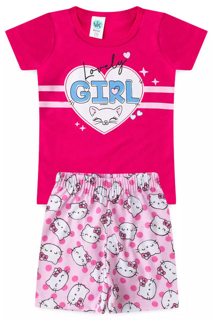 Conjunto de Verão para Menina Lovely Girl Pink