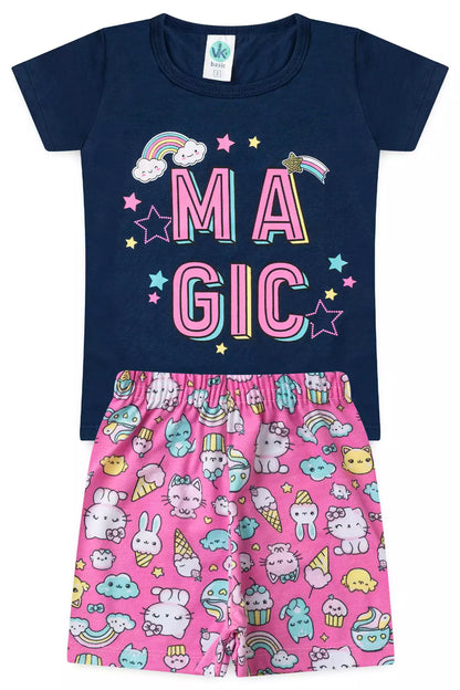 Conjunto de Verão para Menina Magic Marinho