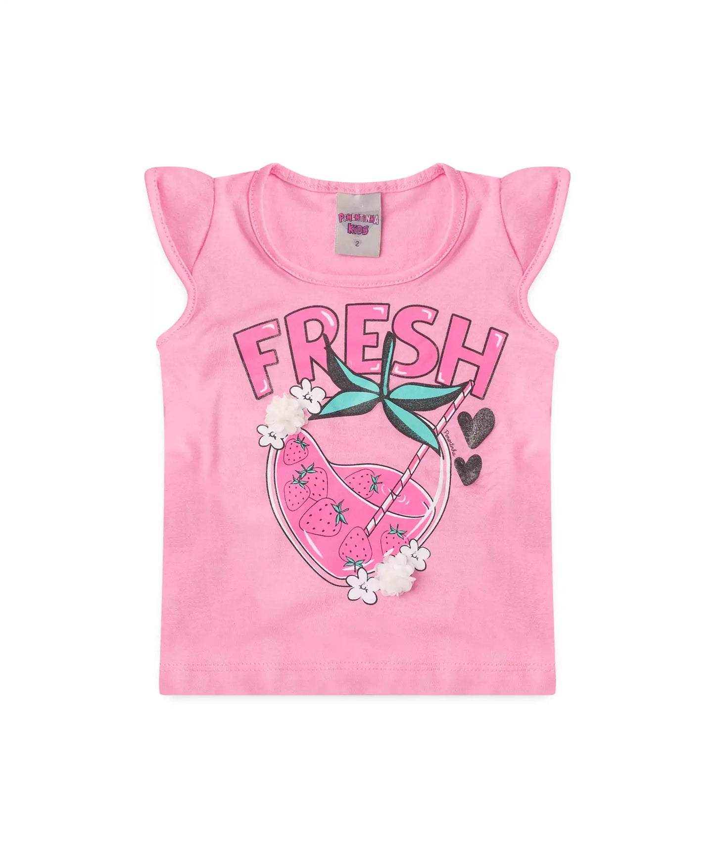 Conjunto de Verão para Menina Morangos Rosa