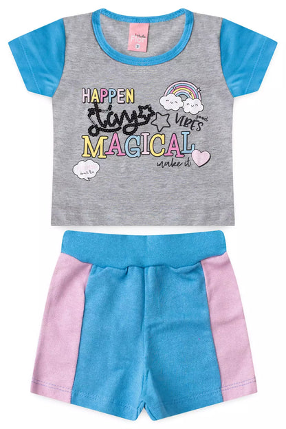 Conjunto de Verão para Menina Arco-Íris Mescla