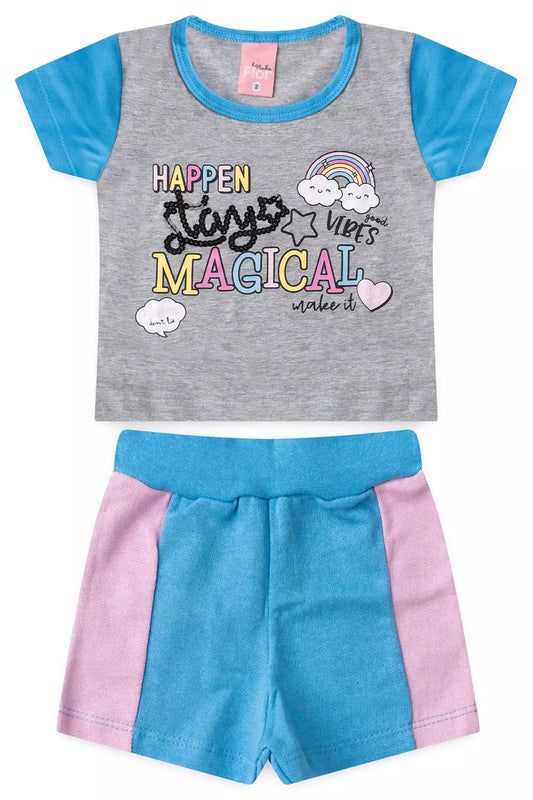 Conjunto de Verão para Menina Arco-Íris Mescla