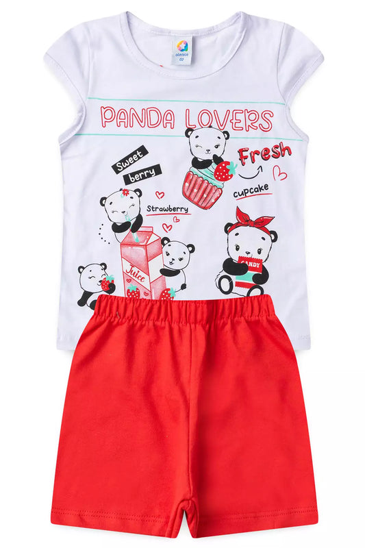 Conjunto de Verão para Menina Pandinha Branco
