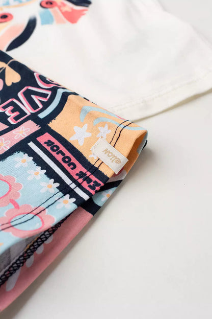 Conjunto de Verão para Menina Patins Marfim