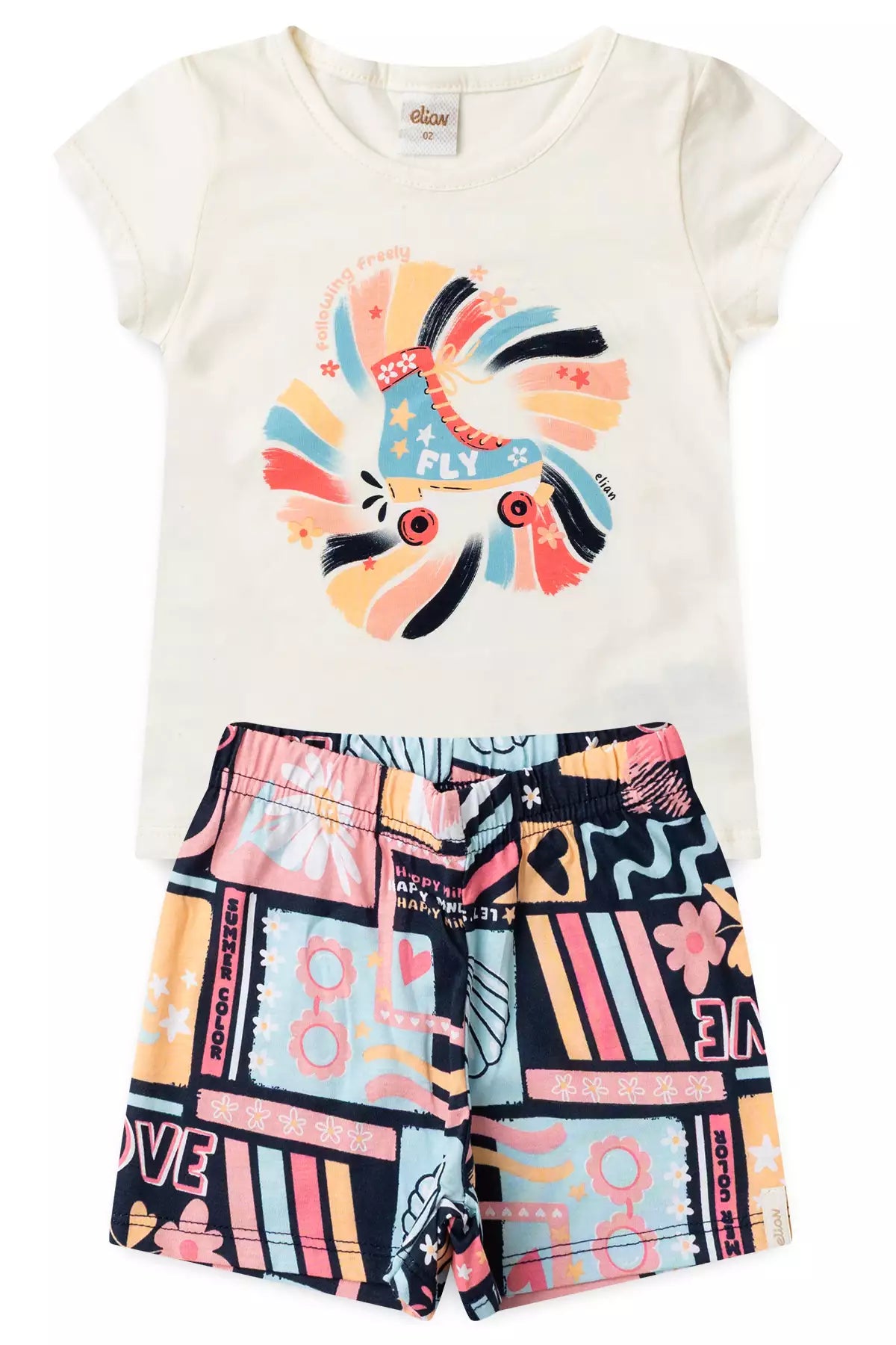 Conjunto de Verão para Menina Patins Marfim