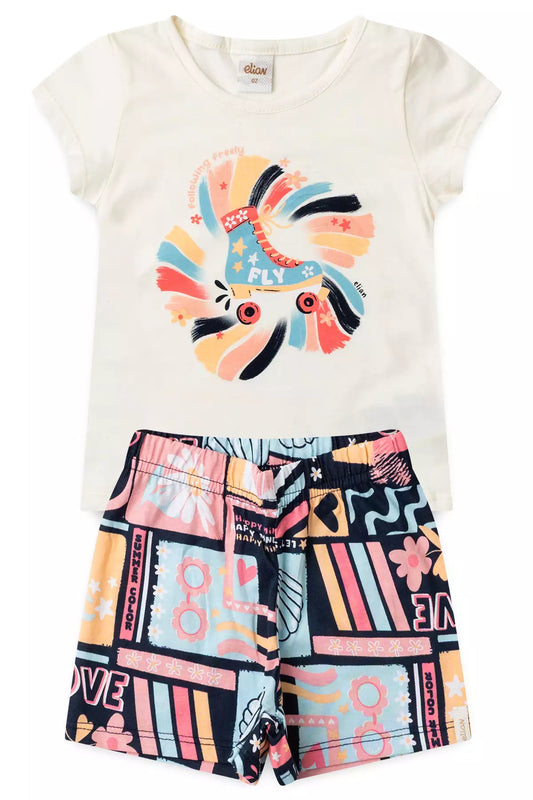 Conjunto de Verão para Menina Patins Marfim