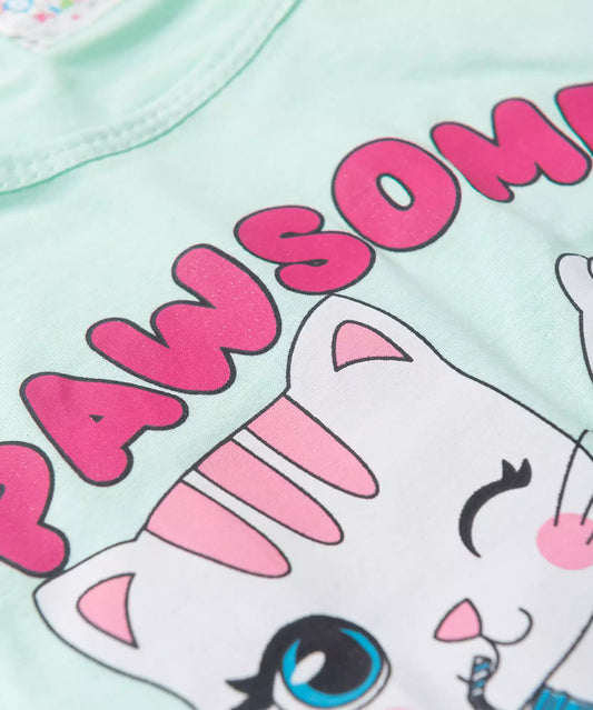Conjunto de Verão para Menina Pawsome Verde
