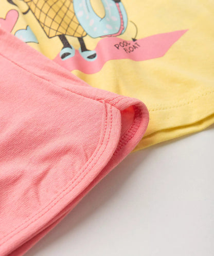 Conjunto de Verão para Menina Sorvetinho Estiloso Amarelo