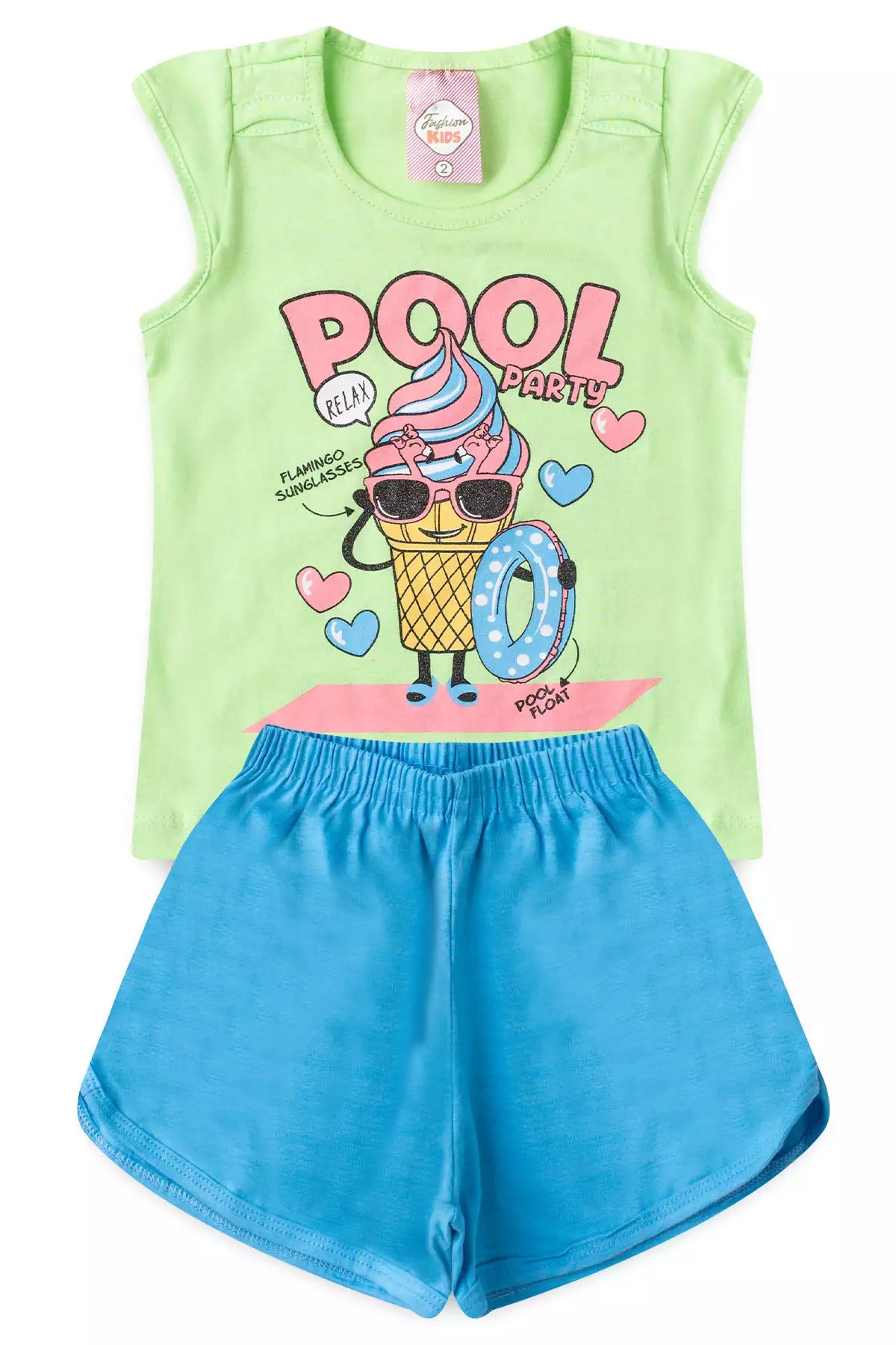 Conjunto de Verão para Menina Sorvetinho Estiloso Verde