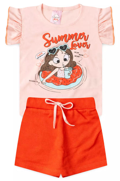 Conjunto de Verão para Menina Summer Lover Salmão