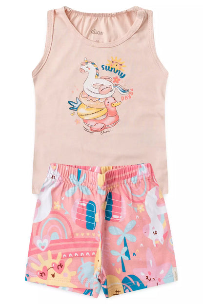 Conjunto de Verão para Menina Sunny Fun Salmão