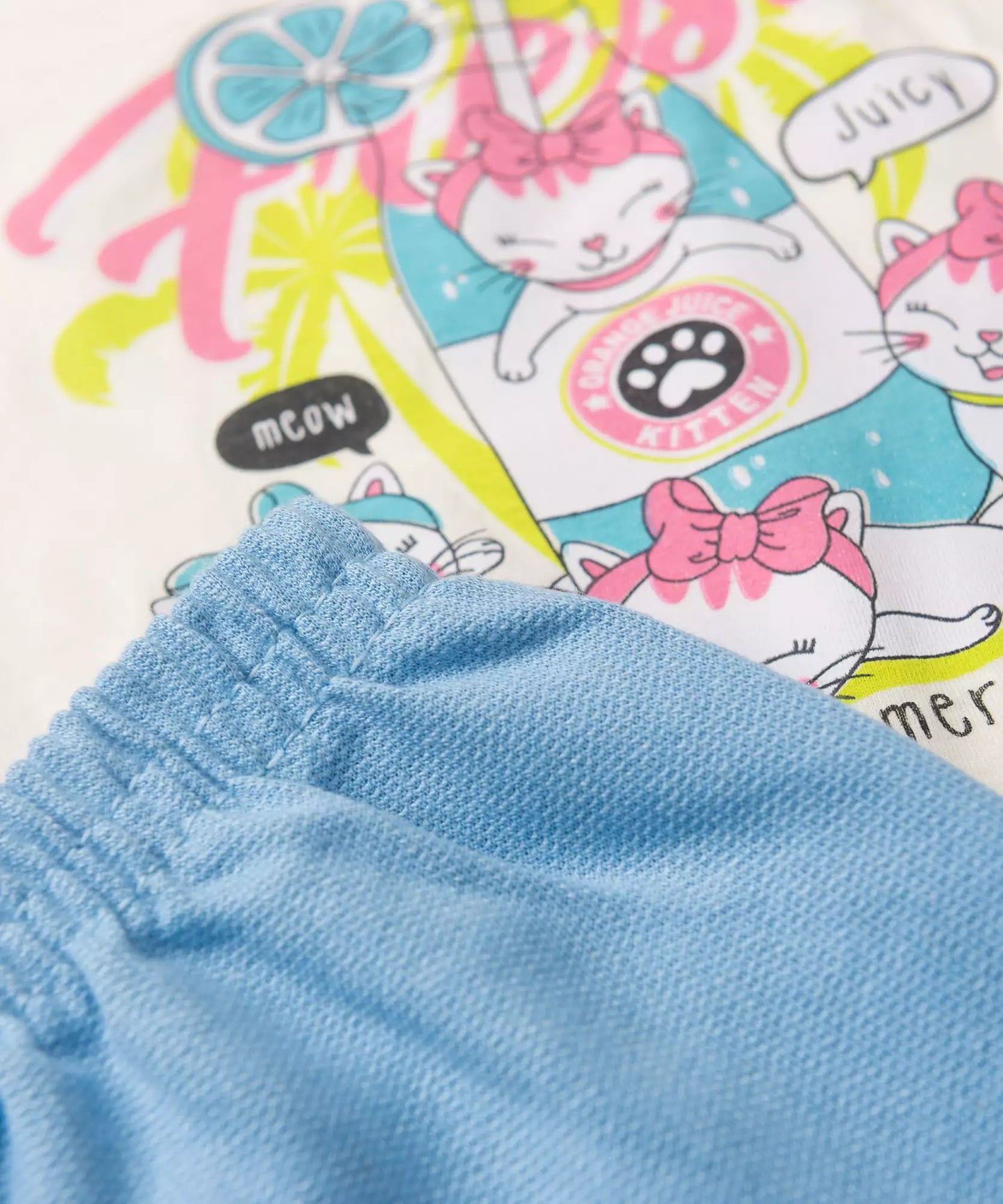 Conjunto de Verão para Menina Suquinho Divertido Marfim
